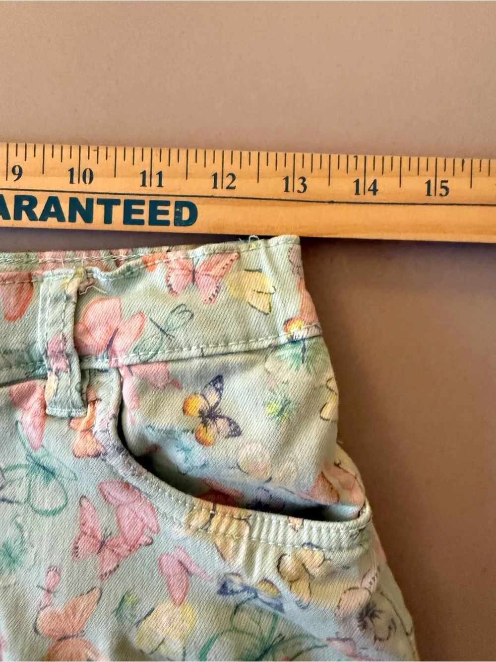 Carter's Pastel Floral Denim-Style Shorts - Light Blue with Pink & Yellow